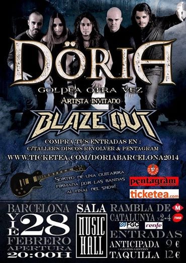 Esta semana DÖRIA en concierto en Barcelona presentando Golpea Otra Vez