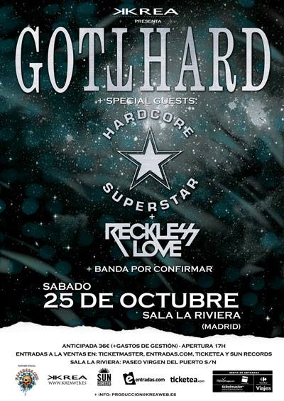 HARDCORE SUPERSTAR + RECKLESS LOVE en España, con GOTTHARD en Madrid