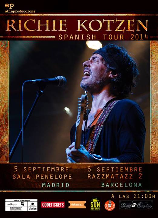 Cambio de sala para el concierto de RICHIE KOTZEN en Madrid del próximo septiembre