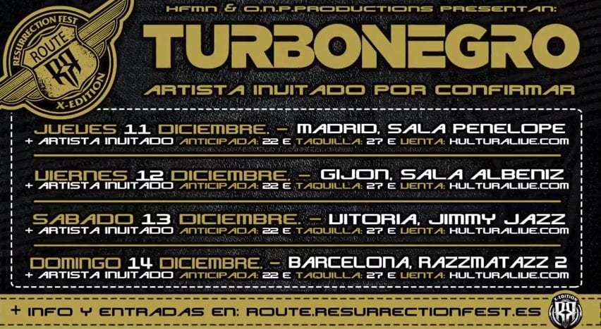 TURBONEGRO de gira por España en diciembre