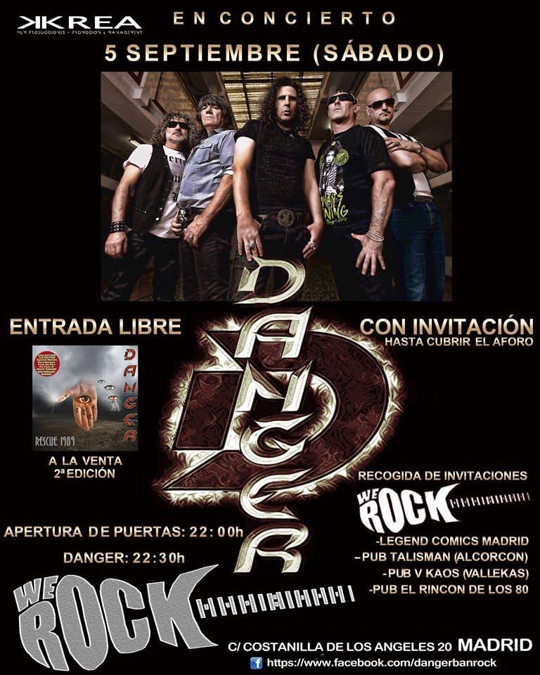 DANGER ofrecerán un concierto gratuito en Madrid en septiembre