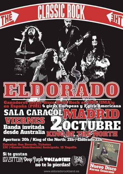 Crónica de ELDORADO + KING OF THE NORTH en la Sala Caracol  de Madrid. Octubre 2015