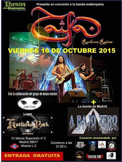 Crónica de TAIFA + A BAJOZERO en Madrid, en la Sala Katiuska Rock. Octubre 2015
