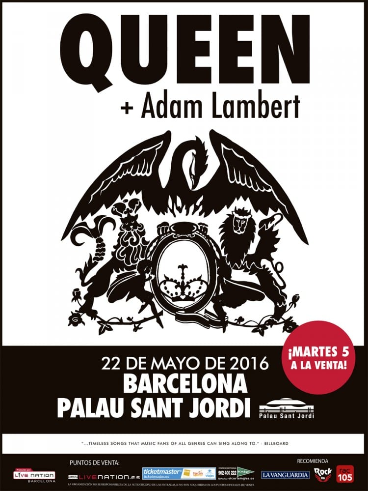 QUEEN + ADAM LAMBERTen Barcelona en Mayo de 2016