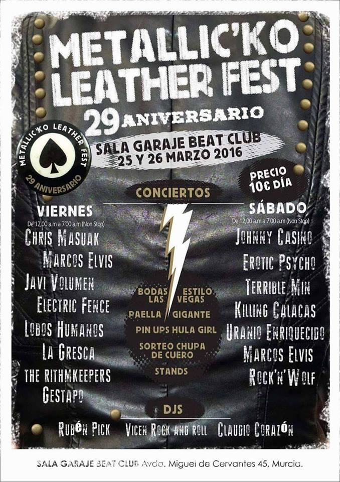 Metallic´ko Leather Fest 29 aniversario en Murcia, en Sala Garage Beat Club