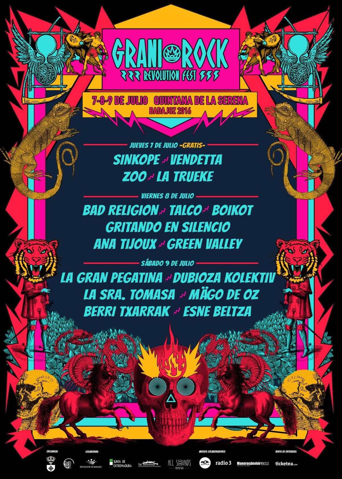 El festival Granirock anuncia su distribución de artistas por días