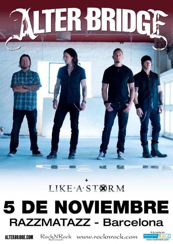 ALTER BRIDGE en concierto en Barcelona en noviembre