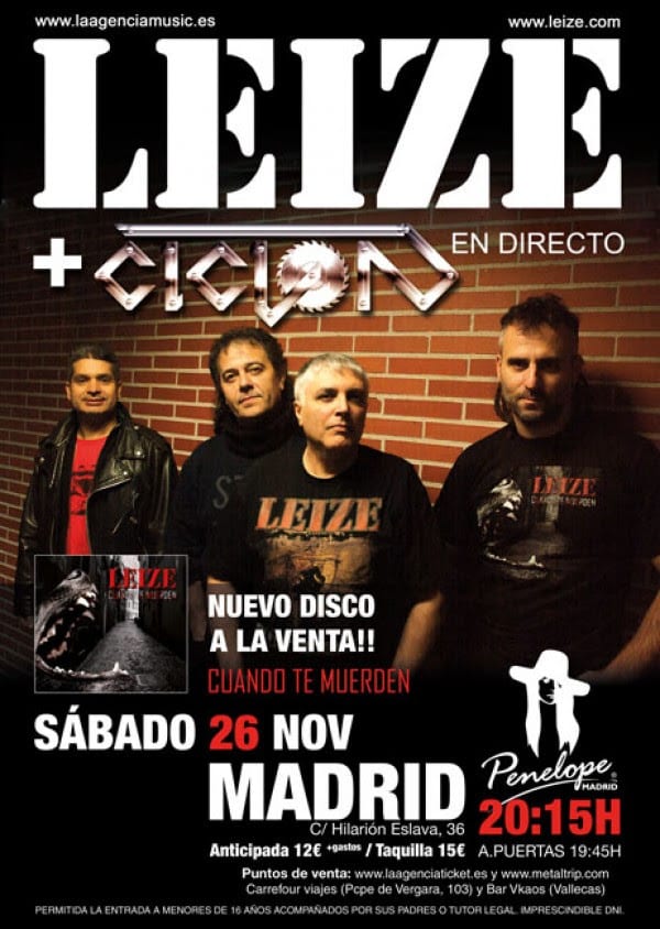 Leize y Ciclón en concierto este sábado en Sala Penélope de Madrid