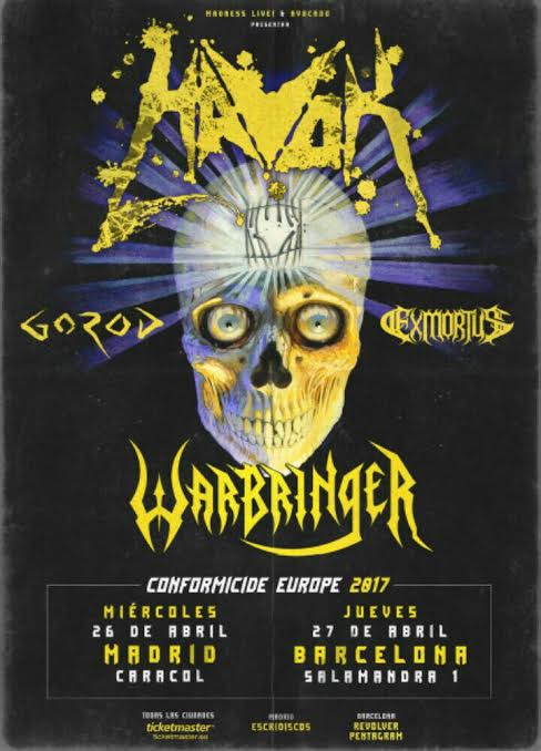 HAVOK + Warbringer + Gorod + Exmortus en Madrid y Barcelona en abril