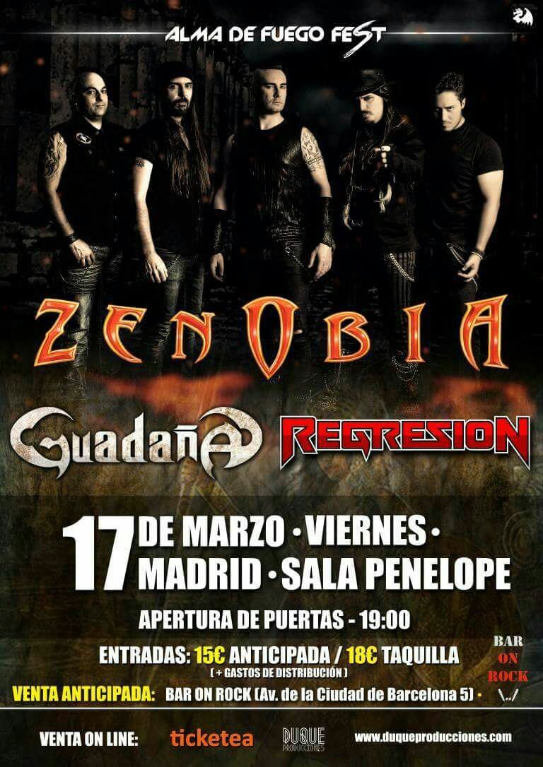 Zenobia, Guadaña y Regresion en Madrid el próximo día 17