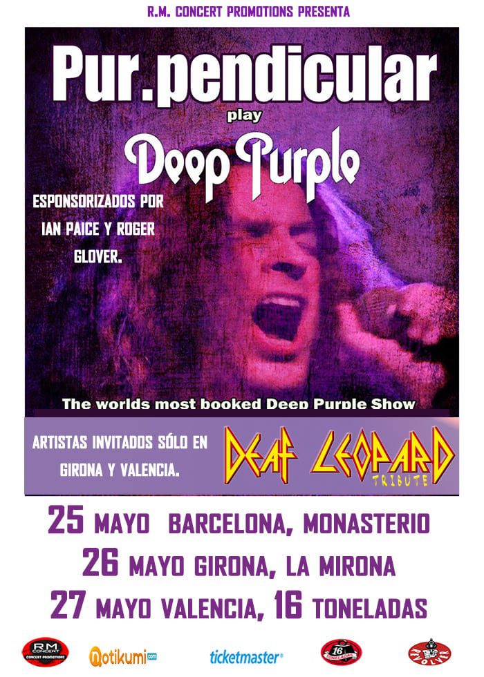 PUR.PENDICULAR, el mejor tributo a Deep Purple, esponsorizado por Ian Paice y Roger Glover llega a España esta semana