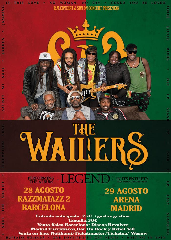 The Wailers en Barcelona y Madrid en Agosto