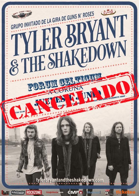 TYLER BRYANT & THE SHAKEDOWN cancelan su concierto en A Coruña
