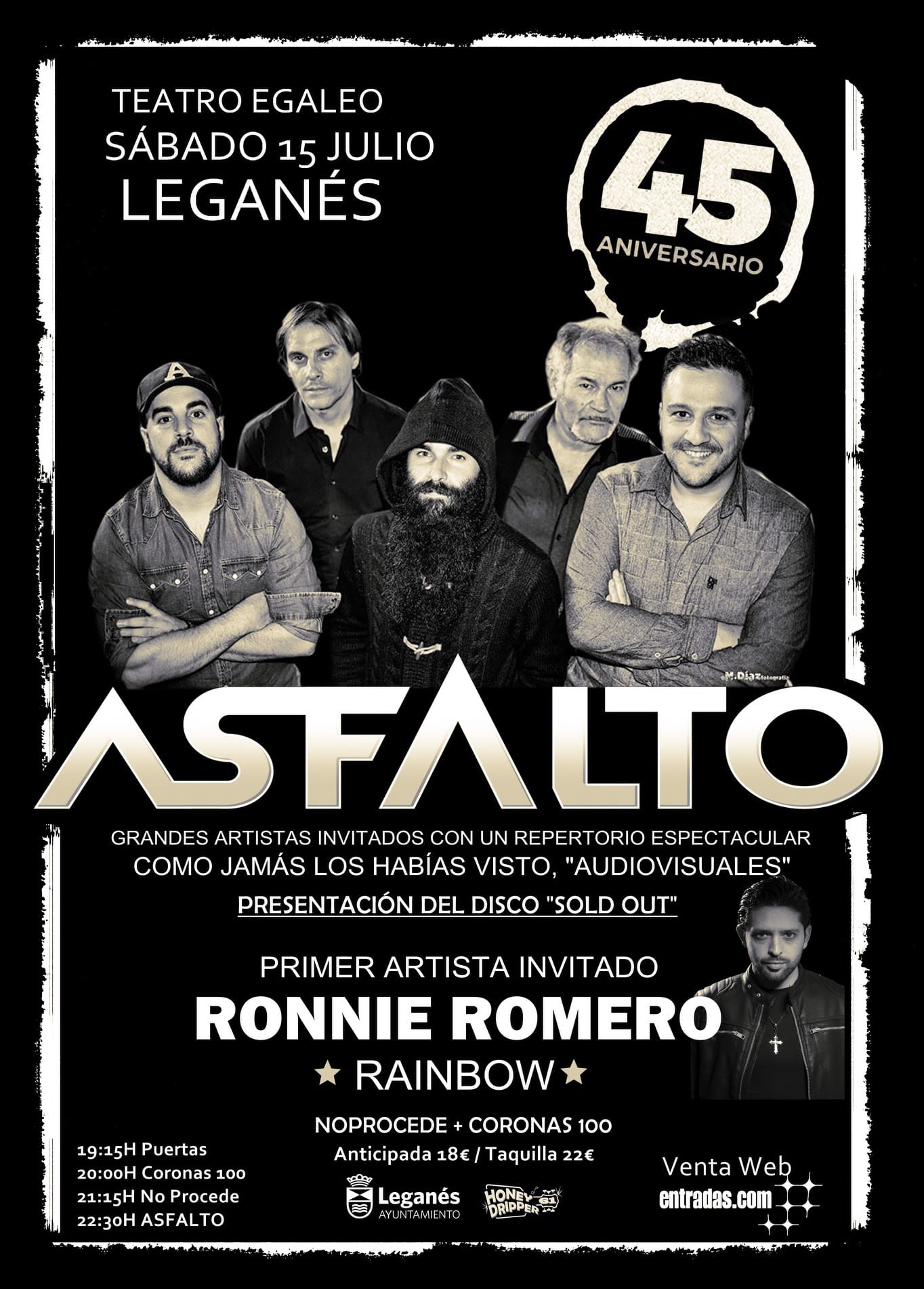 Asfalto presentan su disco “Sold Out” en el Teatro Egaleo de Leganés el próximo 15 de Julio!