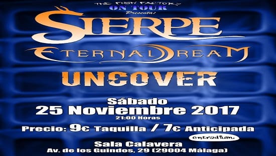 Sierpe + Eternal Dream + Uncover en la Sala Calavera de Málaga