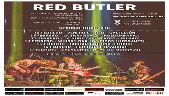 RED BUTLER: COMIENZO INMINENTE DE SU SPANISH TOUR 2018 EN LA ‘VENENO STEREO’ DE CASTELLÓN y FECHAS
