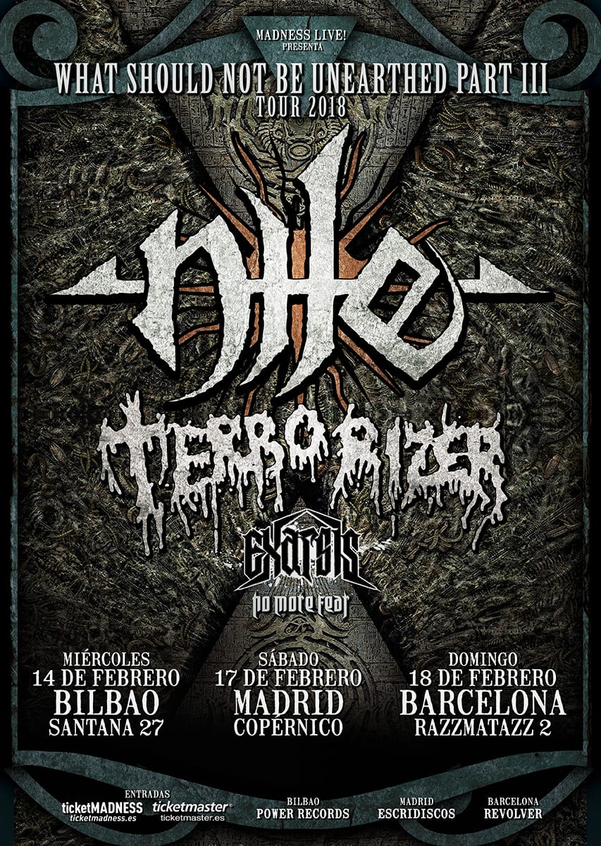 NILE + Terrorizer + Exarsis + No More Fear de gira por España en febrero