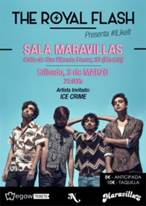 THE ROYAL FLASH en concierto en la sala Maravillas Club de Madrid este sábado 3 de Marzo