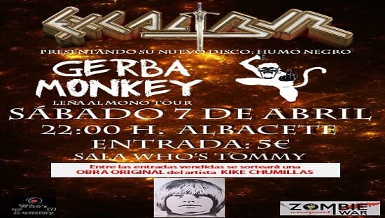 Excalibur + Gerba Monkey en concierto en Albacete Sala Who’s Tommy
