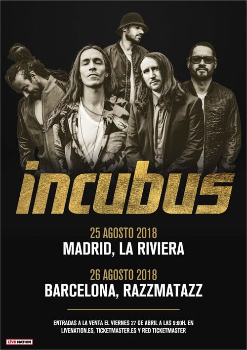INCUBUS anuncia conciertos en Madrid y Barcelona el próximo mes de agosto