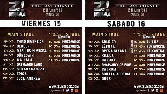 HORARIOS del Z! LIVE THE LAST CHANCE 2018