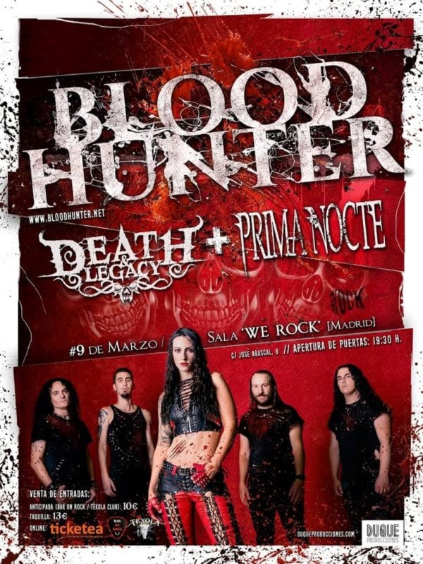 Bloodhunter en Madrid acompañado por Death & Legacy y Prima Nocte