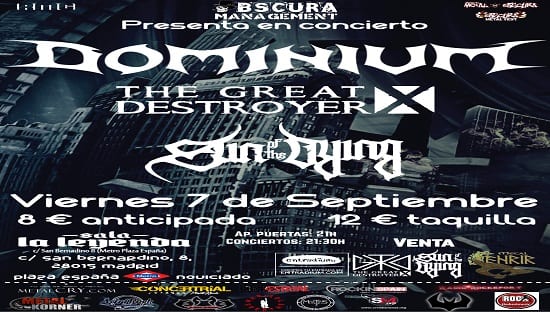 Concierto de Dominium en Madrid el 7 de septiembre 2018