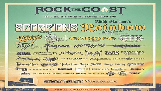 Rock The Coast cierra cartel: Scorpions, Europe, Twelve Foot Ninja, Seventh Wonder, Aborted, etc