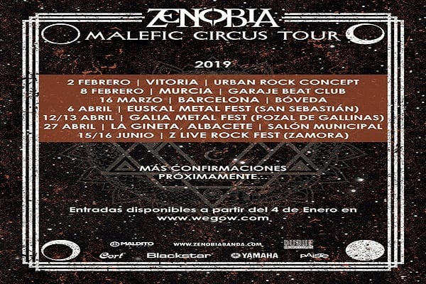 ZENOBIA presenta el ‘Malefic Circus Tour’ para el próximo 2019