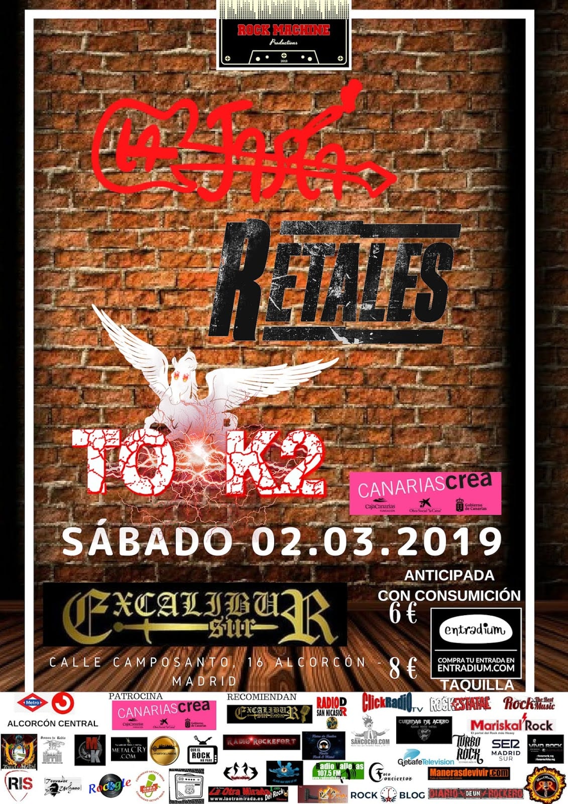 Fiesta del Rock Nacional con La Jara , Retales y Tok-2 en Sala Excalibur de Alcorcón