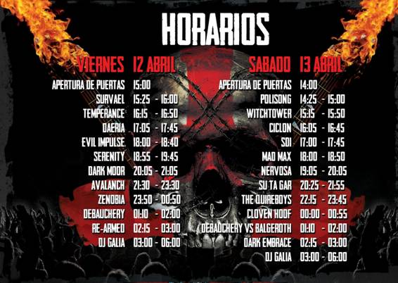 Galia Metal Fest 2019: Horarios