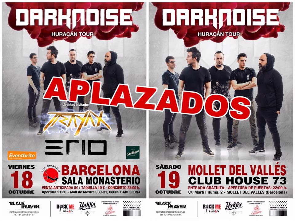Darknoise aplaza sus conciertos de Barcelona y Mollet de este fin de semana