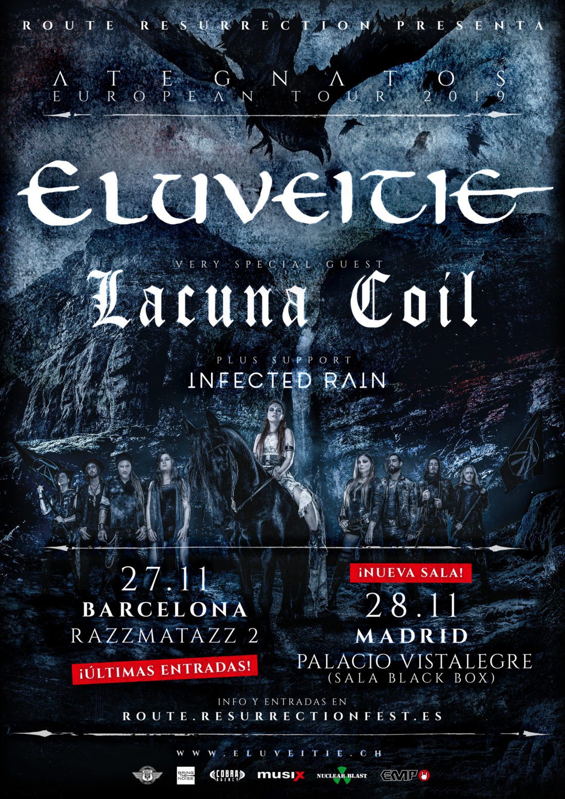 ELUVEITIE + LACUNA COIL en Barcelona y Madrid en noviembre