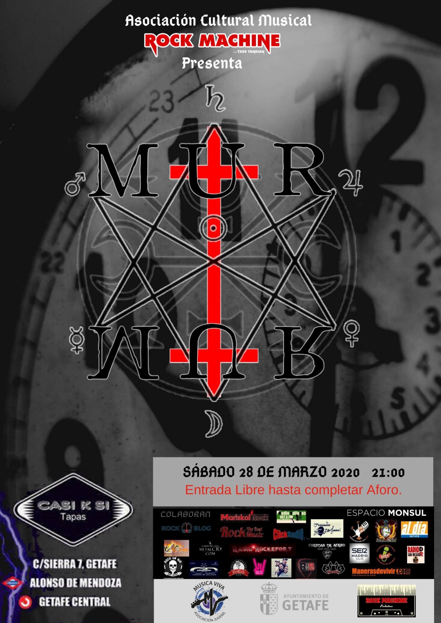 Murmur en directo con entrada libre el próximo sábado 28 de marzo en Casi k Si de Getafe (Madrid)