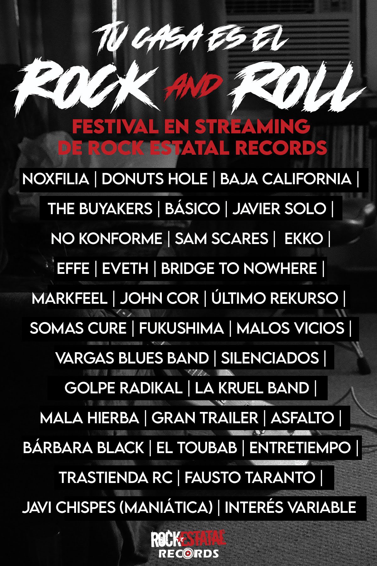Hoy a las 21.30 en streaming el festival «Tu Casa es el Rock & Roll»