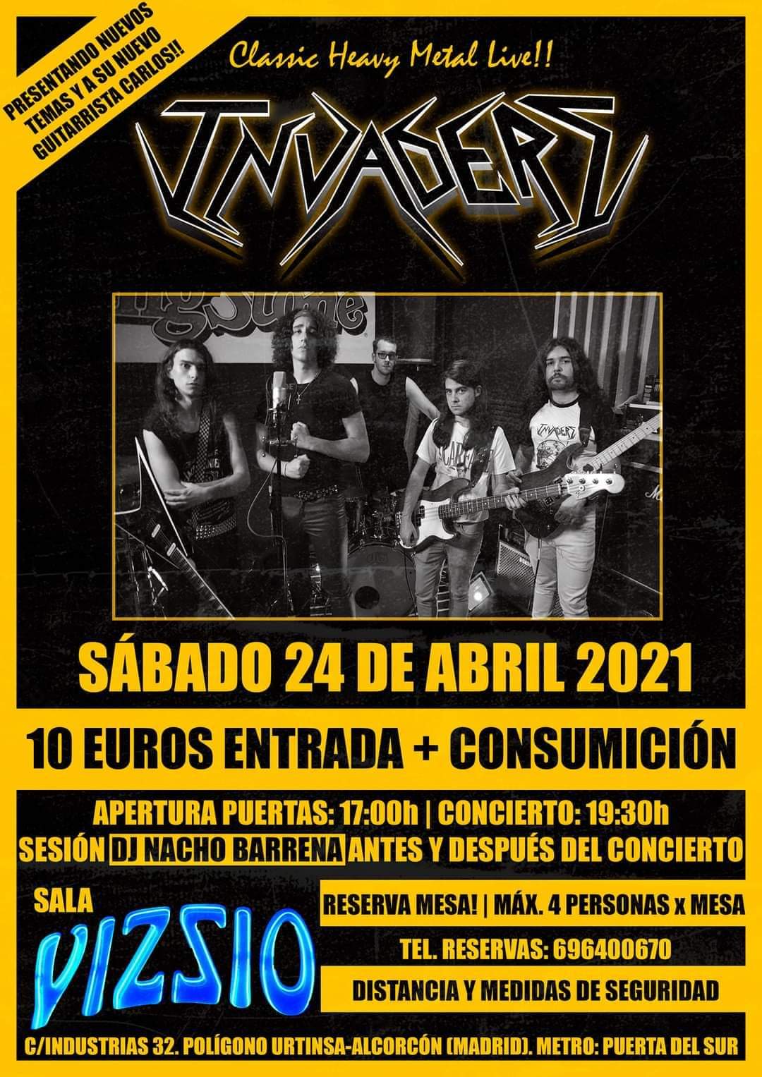 Concierto de INVADERS en Madrid el próximo 24 de abril