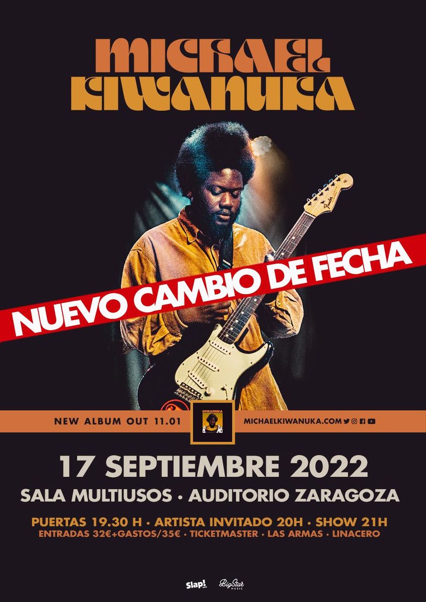 Nuevo cambio de fecha de MICHAEL KIWANUKA en Zaragoza al 17 de Septiembre de 2022