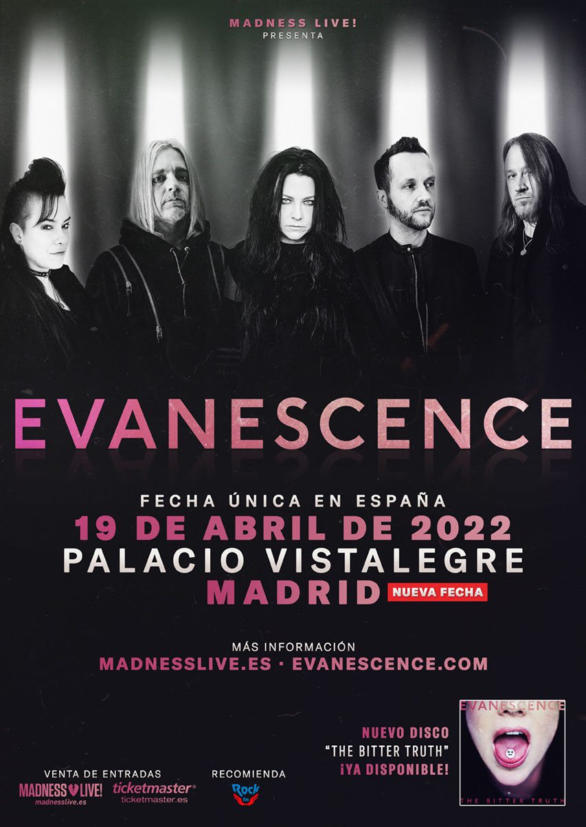 El concierto de Evanescence se reprograma a 2022