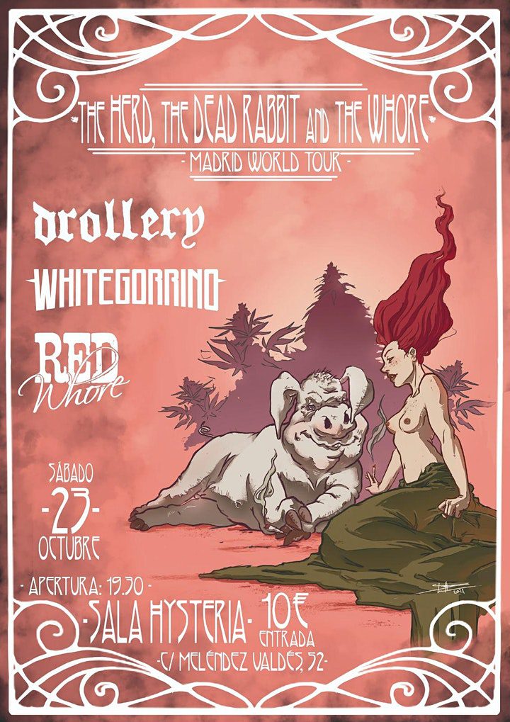 Concierto Drollery, Whitegorrino y Red Whore en Sala Hysteria de Madrid