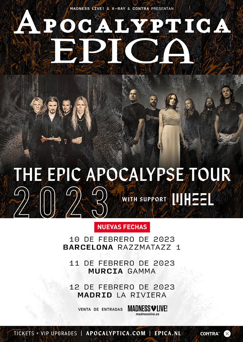 Los conciertos de Apocalyptica + Epica pospuestos a 2023