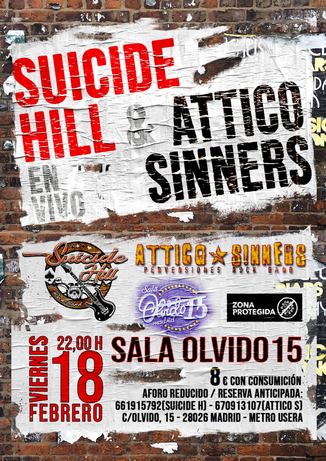 Próximo Concierto de Suicide Hill y Attico Sinners en la Sala Olvido