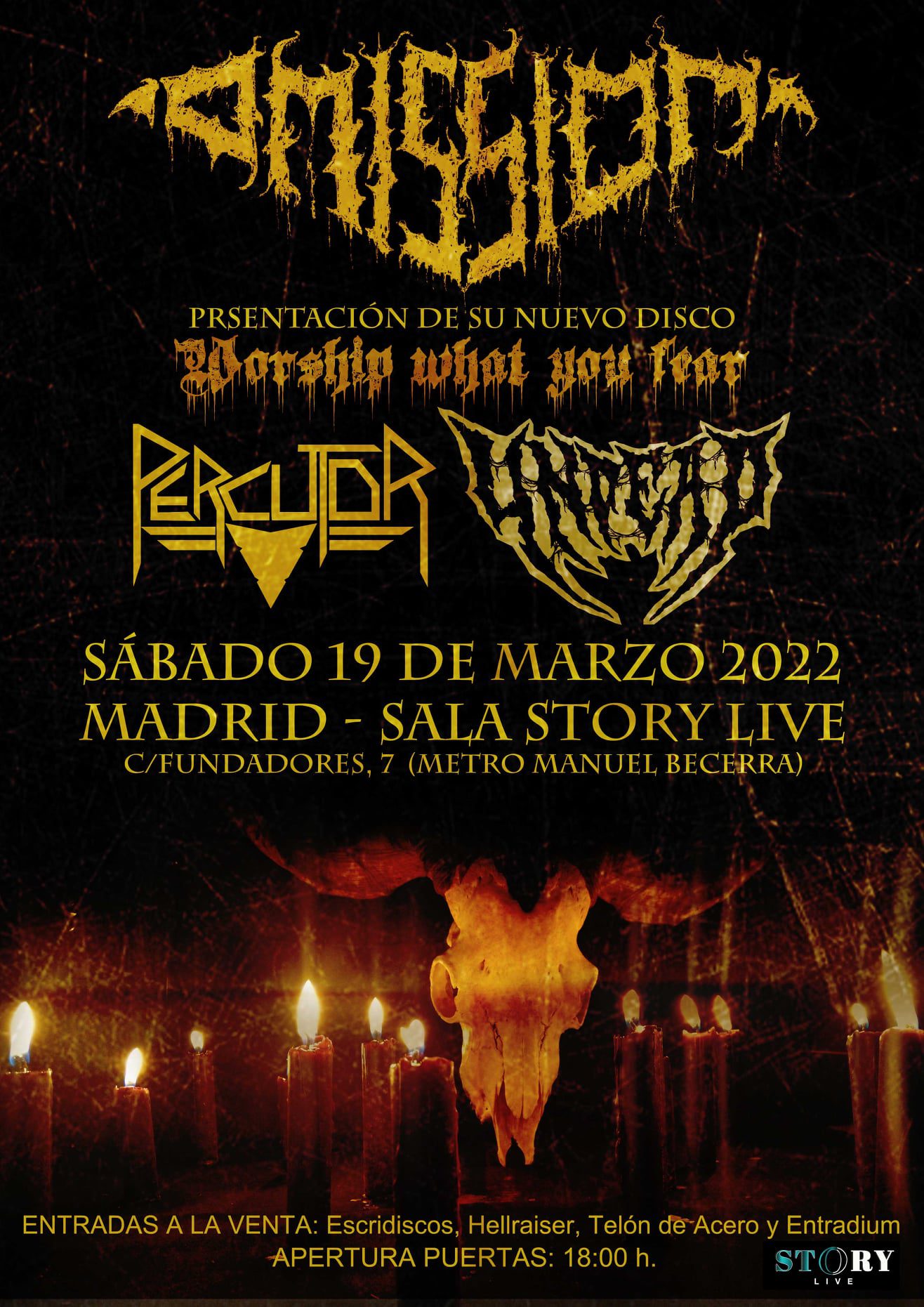 Próximo concierto de Omission + Percutor + Undead en la Sala Story Live de Madrid