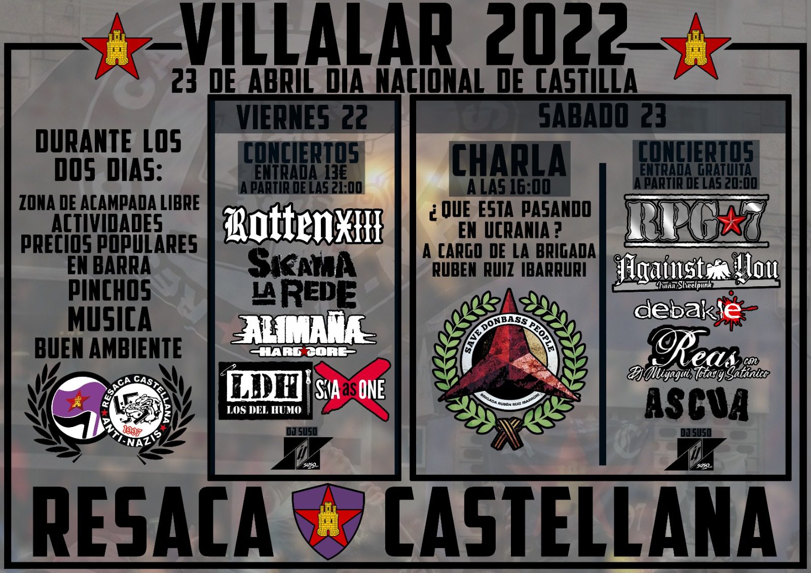 El colectivo Resaca Castellana organiza una serie de actividades y conciertos por el Día Nacional de Castilla en Villalar de los Comuneros