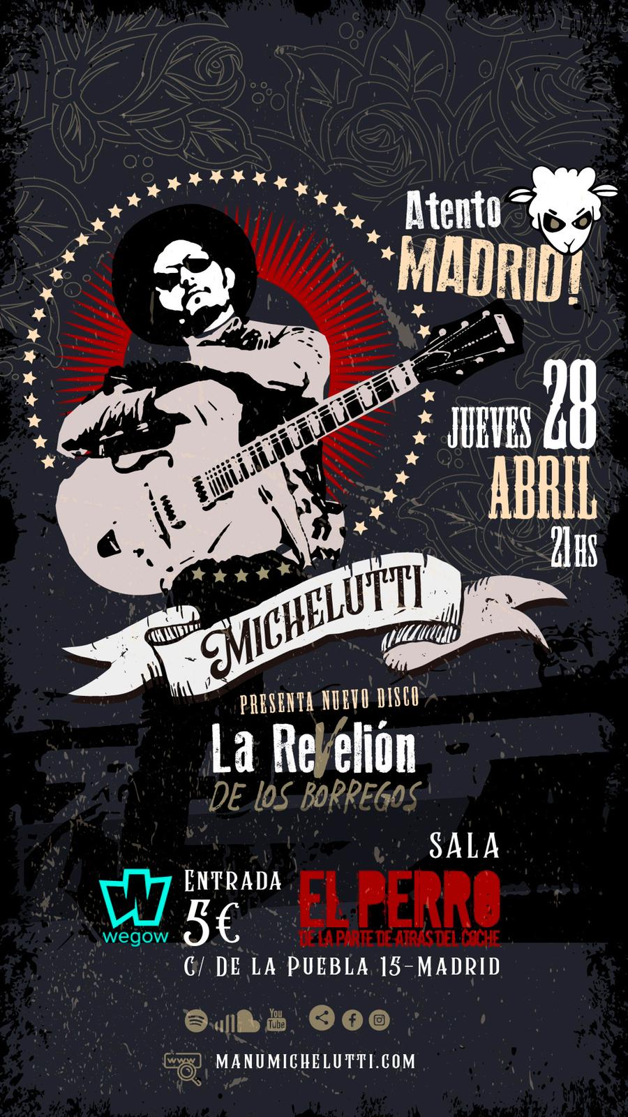 Concierto de Manu Michelutti el jueves 28 de abril en Madrid