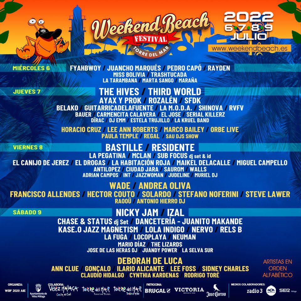 Weekend Beach Festival presenta su programación por días y escenarios