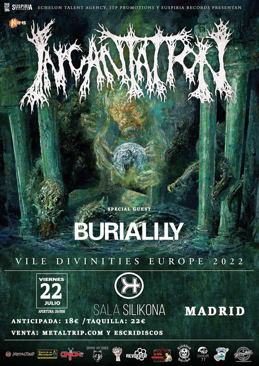 Horarios del concierto de Incantation con Buriality en Madrid