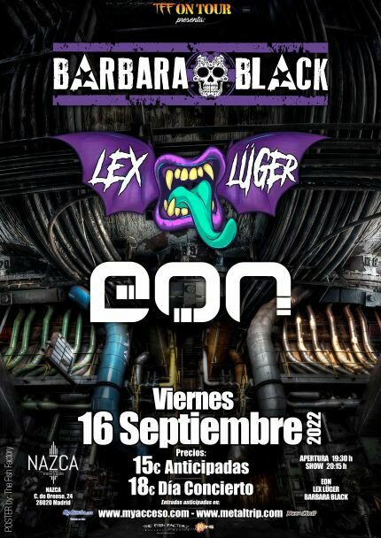 BÁRBARA BLACK + LEX LUGER + EÓN en Madrid el próximo día 16