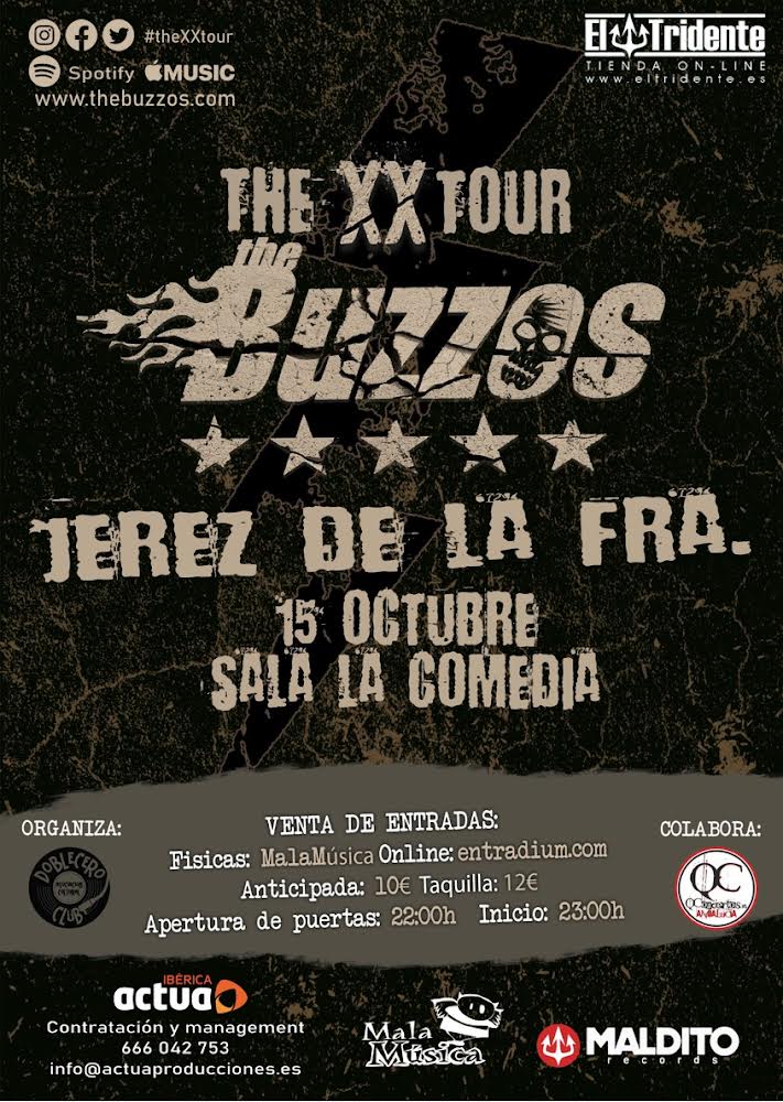 Concierto 20 aniversario THE BUZZOS en Jerez 15 oct