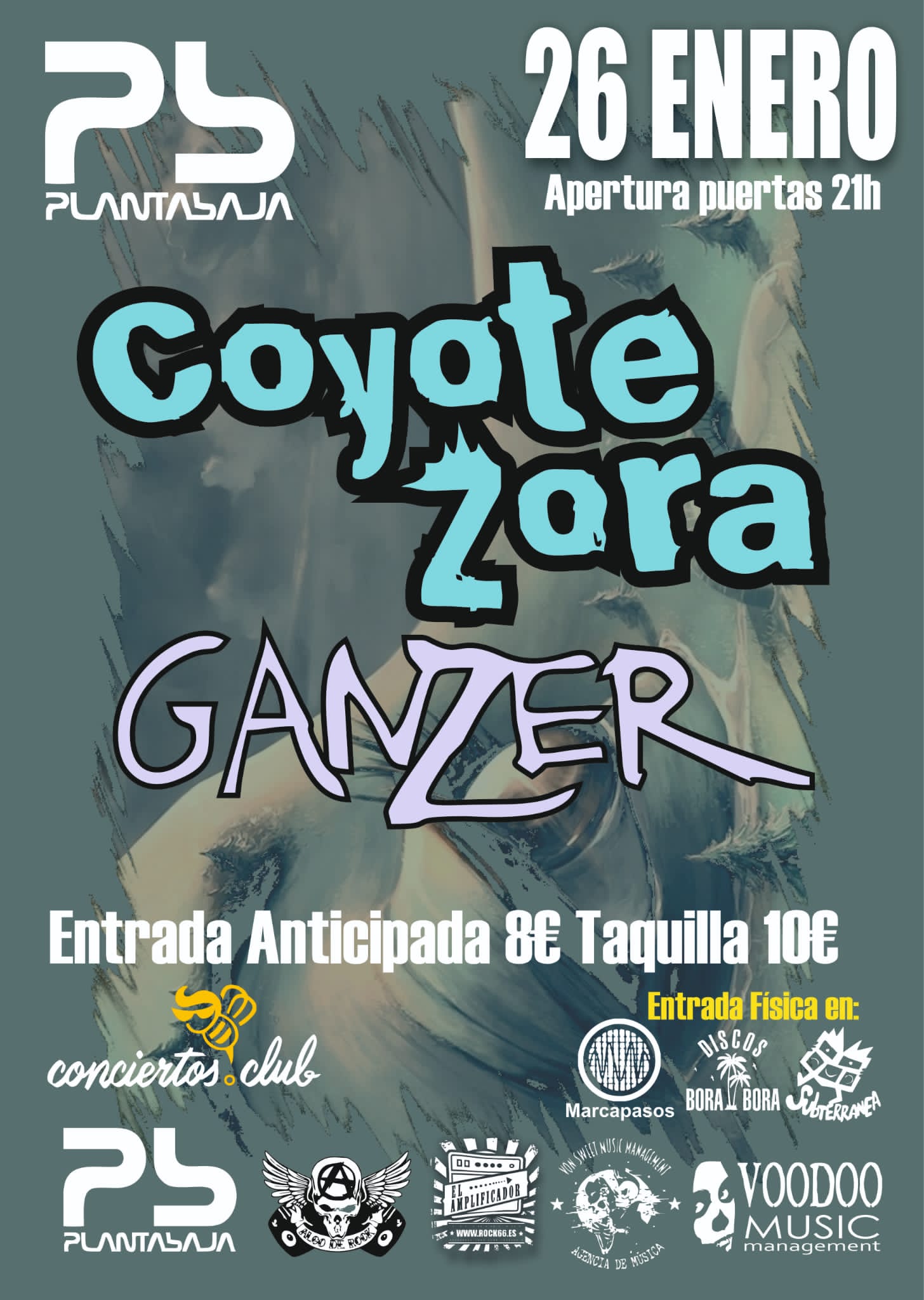 Mañana jueves Coyote Zora en concierto en Granada