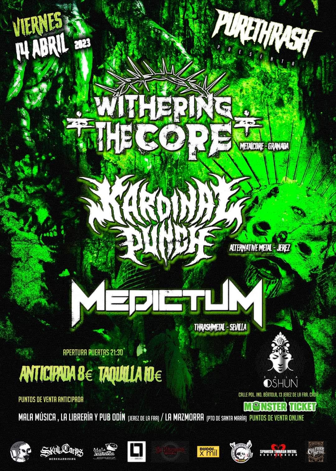Withering The Core + Kardinal Punch + Medictum el 14/04 en Jerez